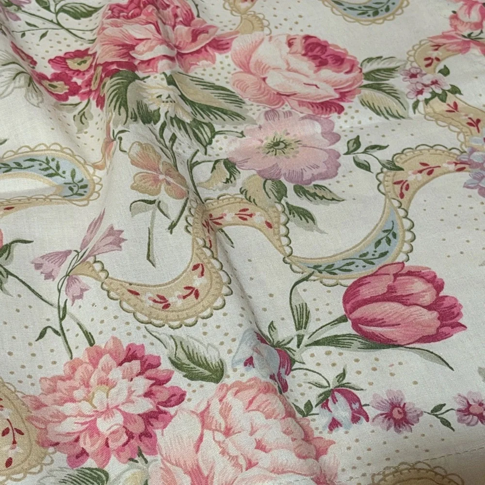 Floral‎ Curtains valance with Pink and Green Accents 60” length 20” width